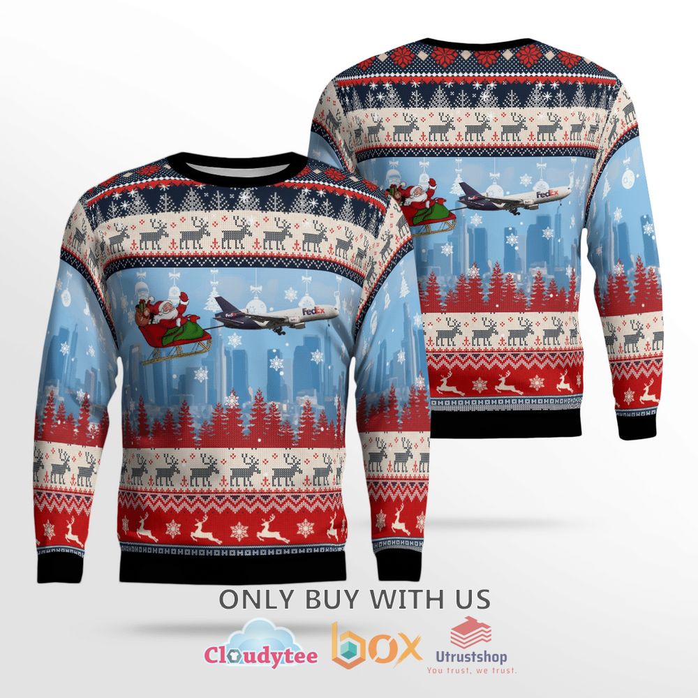 fedex express mcdonnell douglas boeing md 10 30f with santa over memphis sweater 1 94407
