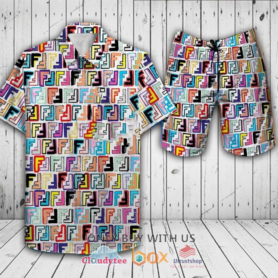 fendi italy pattern hawaiian shirt short 1 99252