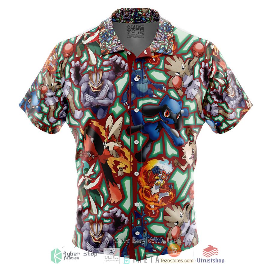 fighting type pokemon short sleeve hawaiian shirt 1 8261