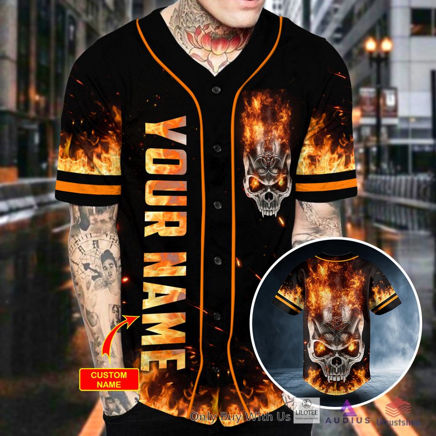 fire angry biohazard skull custom baseball jersey 2 82342