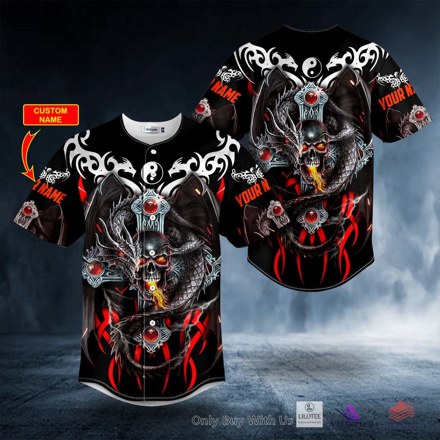 fire dragon skull custom baseball jersey 1 40694