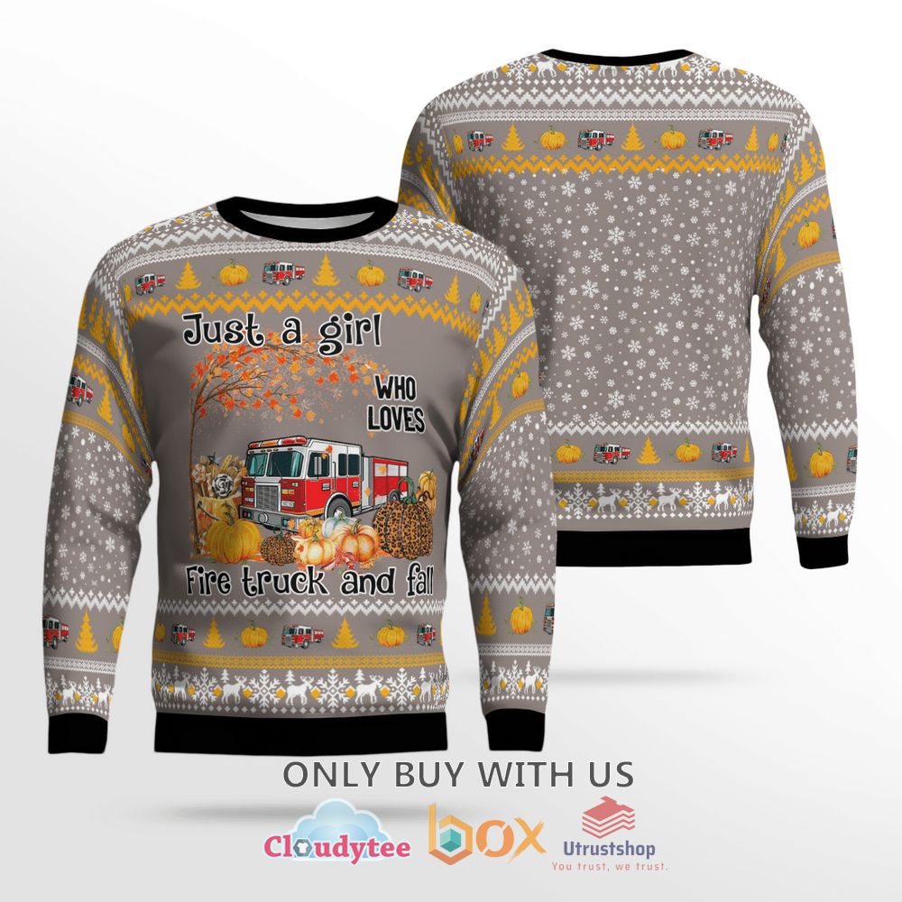 fire truck just girl who loves christmas sweater 1 34642