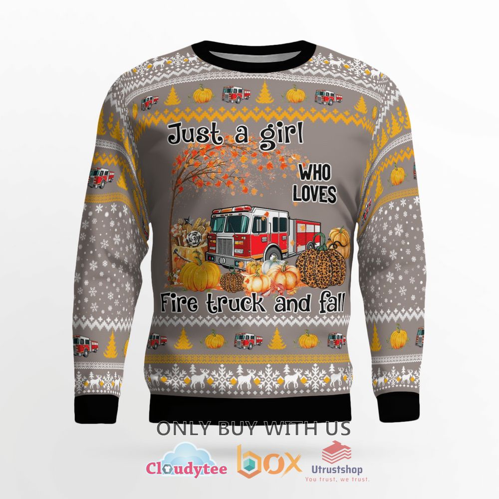 fire truck just girl who loves christmas sweater 2 47048
