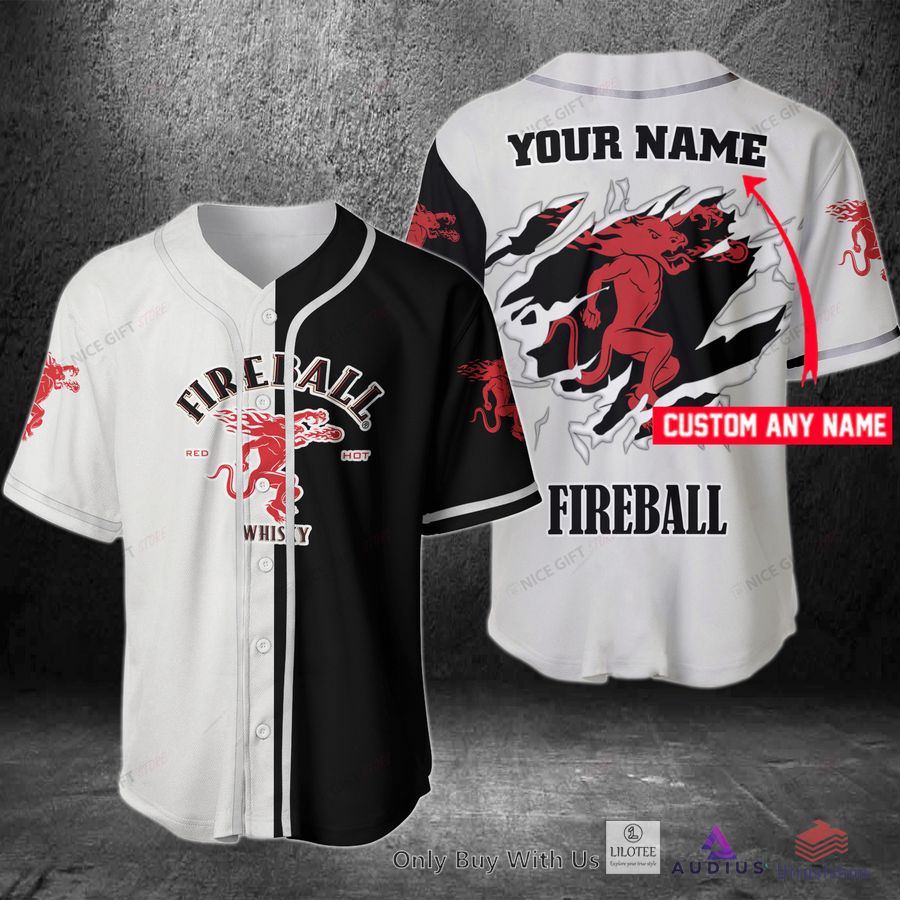 fireball whisky your name black and white baseball jersey 1 64843
