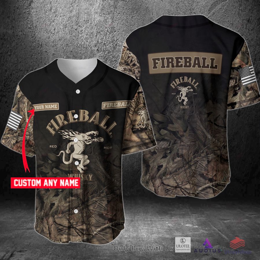 fireball whisky your name hunting baseball jersey 1 92612