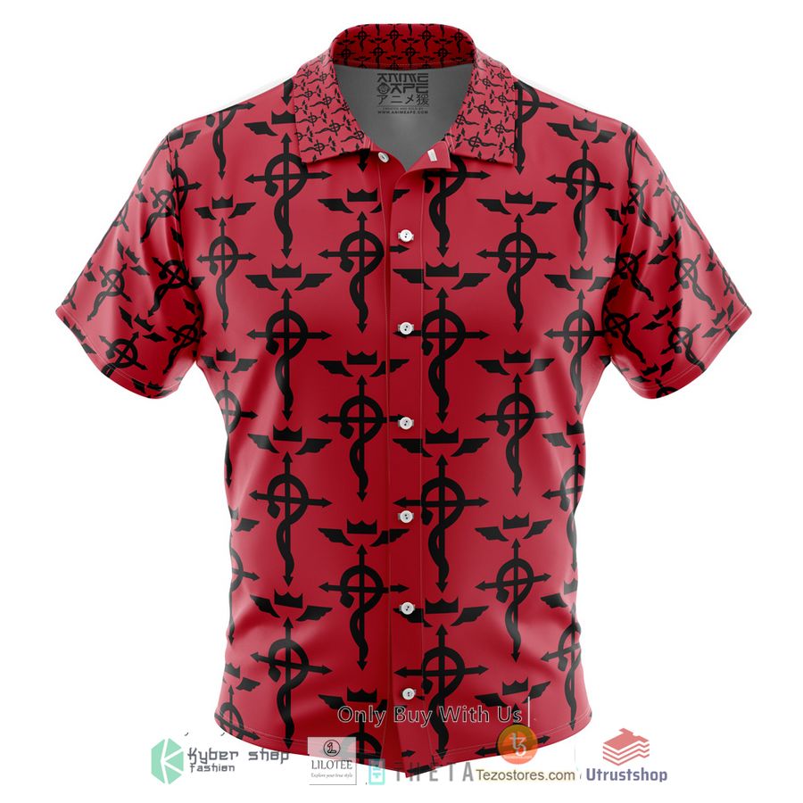 flamels cross full metal alchemist short sleeve hawaiian shirt 1 14201