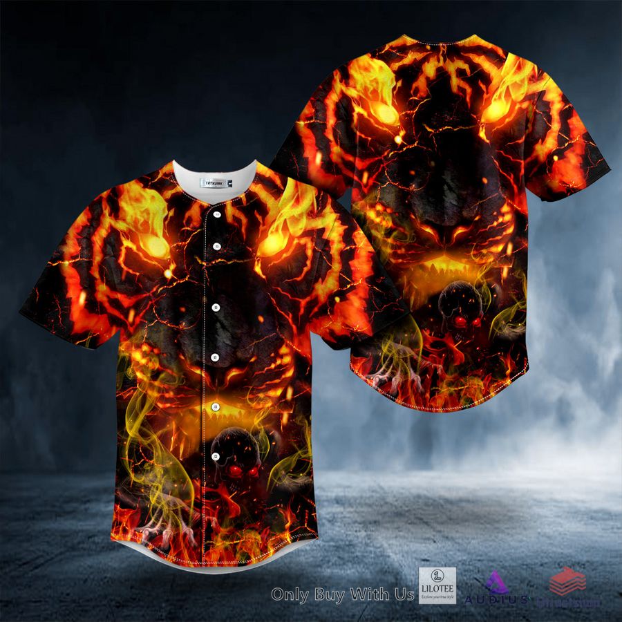flaming lava lion zombie ghost skull baseball jersey 1 46642
