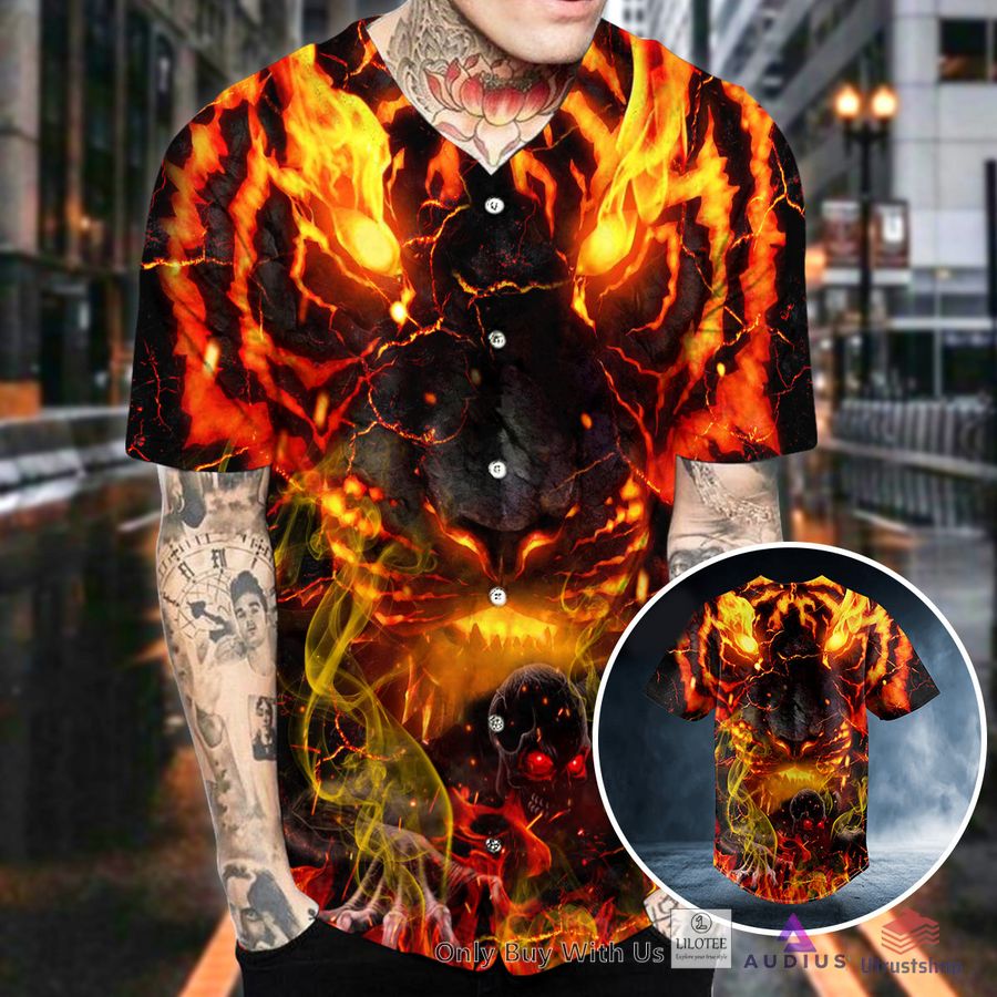 flaming lava lion zombie ghost skull baseball jersey 2 82707