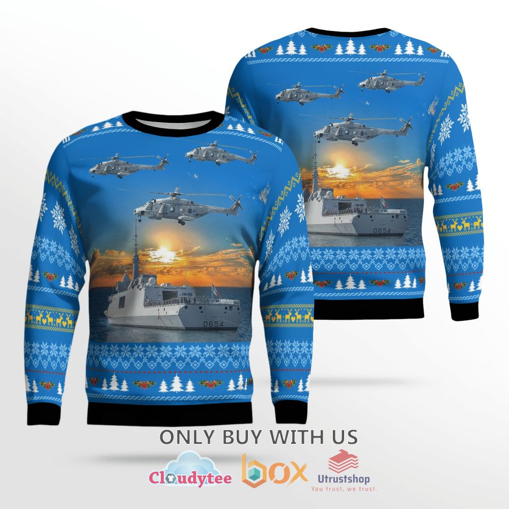 french navy ship auvergne nh90 helicopter christmas sweater 1 60680