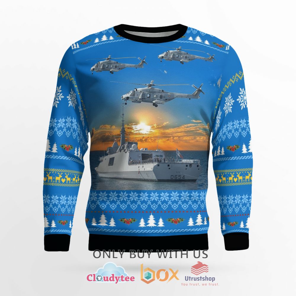 french navy ship auvergne nh90 helicopter christmas sweater 2 58248