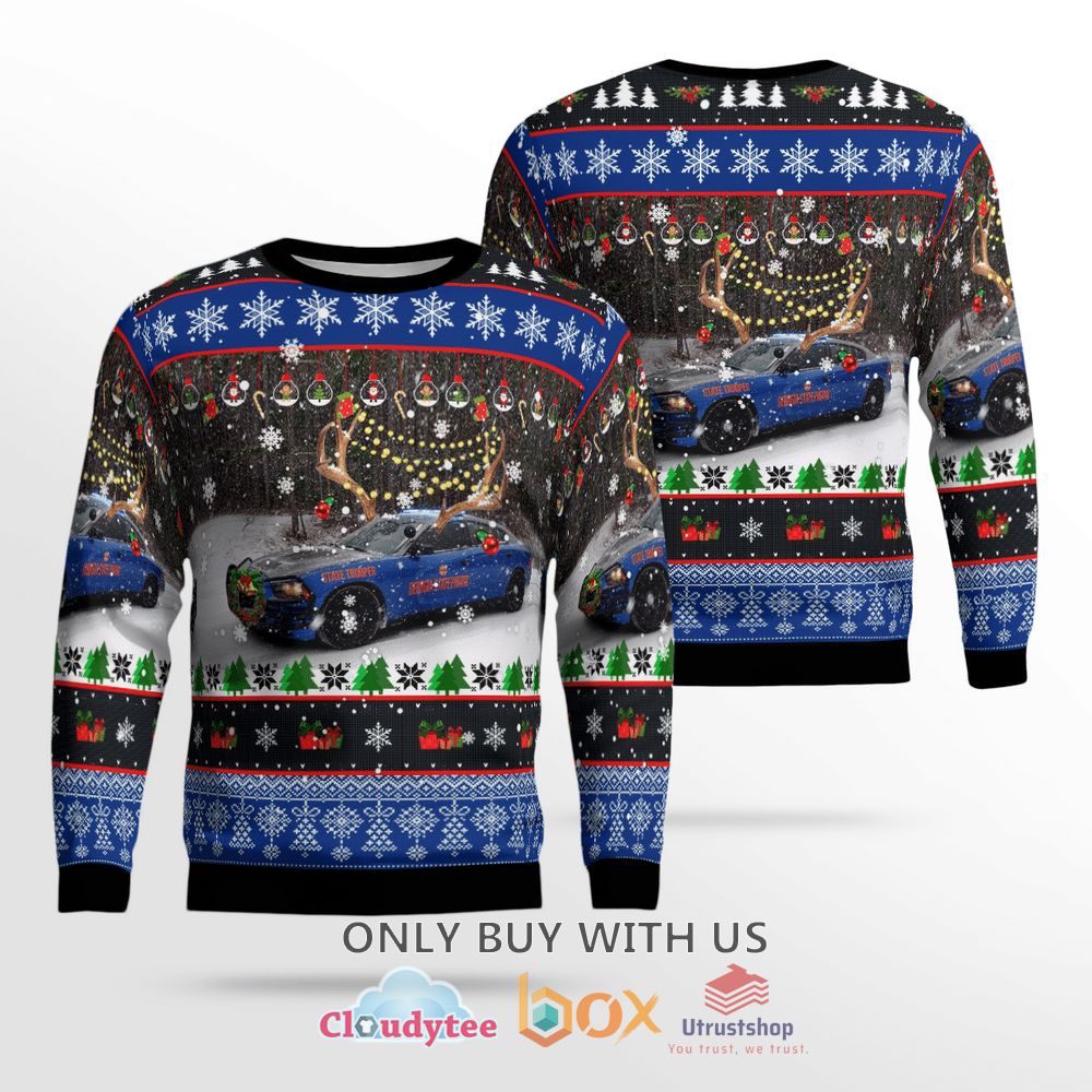 georgia state patrol blue charger pursuit christmas sweater 1 67272
