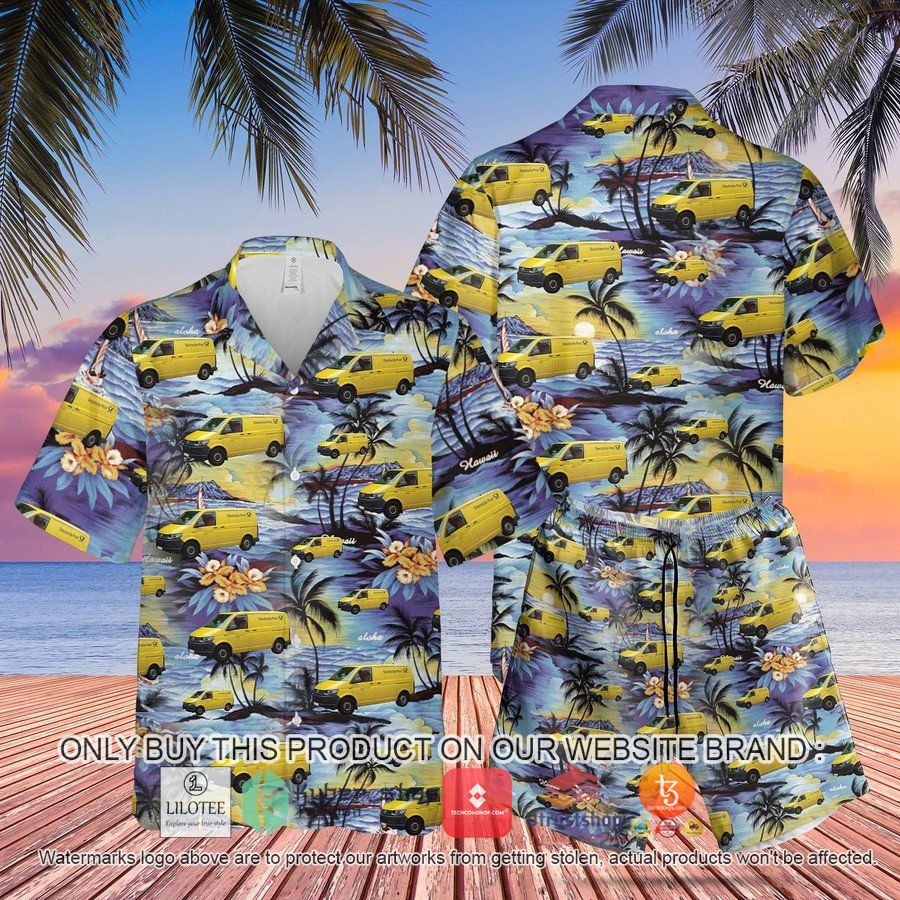 german deutsche post delivery van hawaiian shirt beach shorts 1 59067