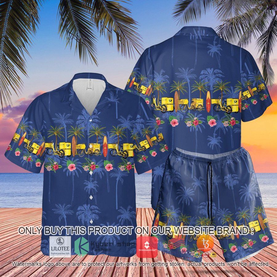 german deutsche post e trike blue hawaiian shirt beach shorts 2 23098