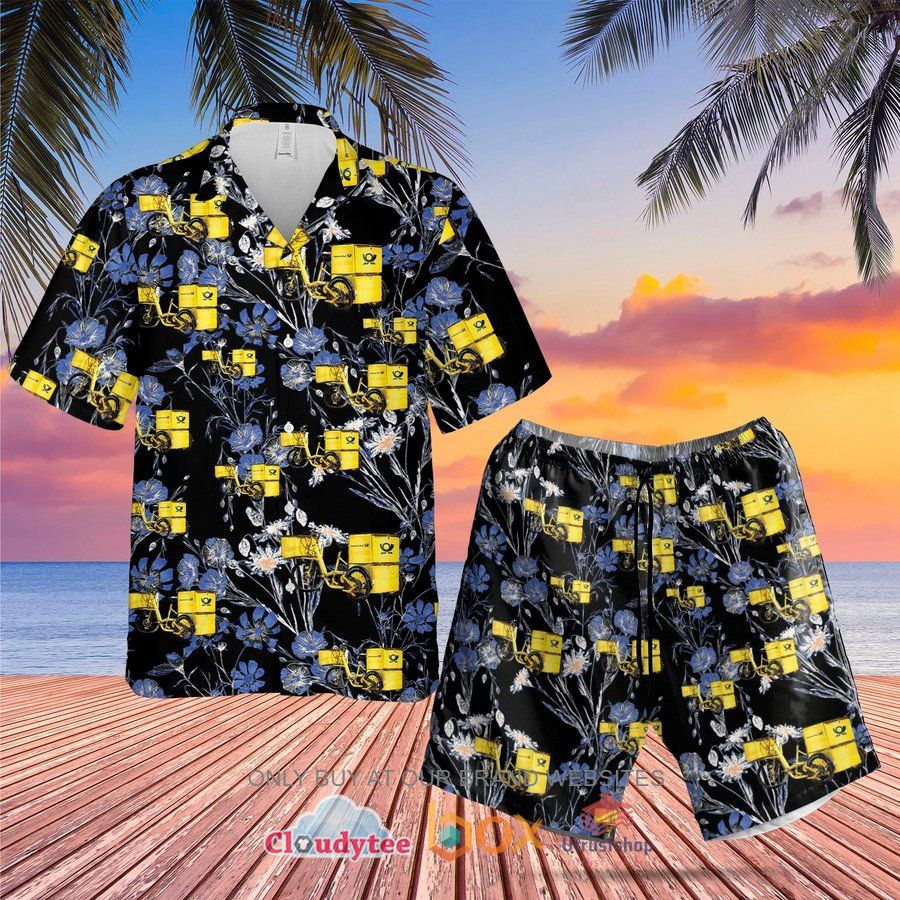 german deutsche post e trike pattern hawaiian shirt short 1 30462