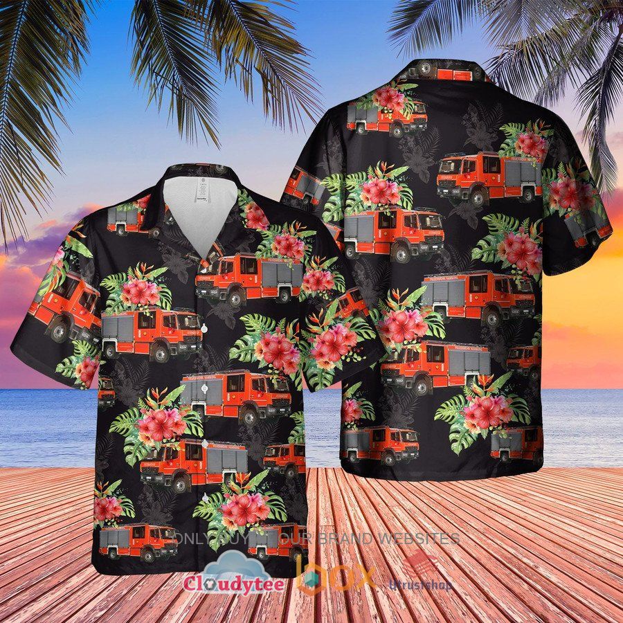 german feuerwehr hamburg fire truck pattern hawaiian shirt 1 44434