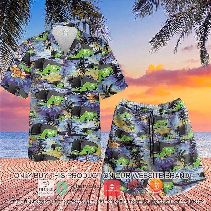german flixbus hawaiian shirt beach shorts 1 41898