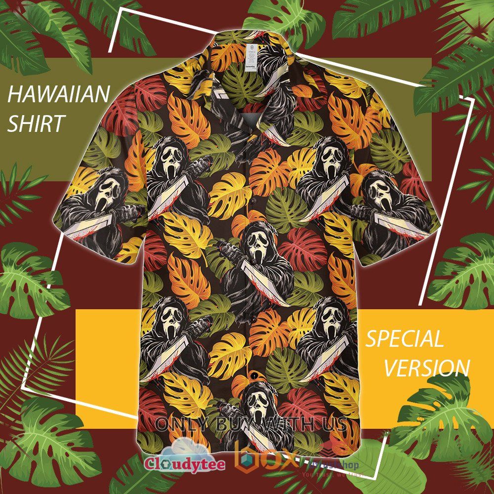 ghostface leaves black hawaiian shirt 1 80977