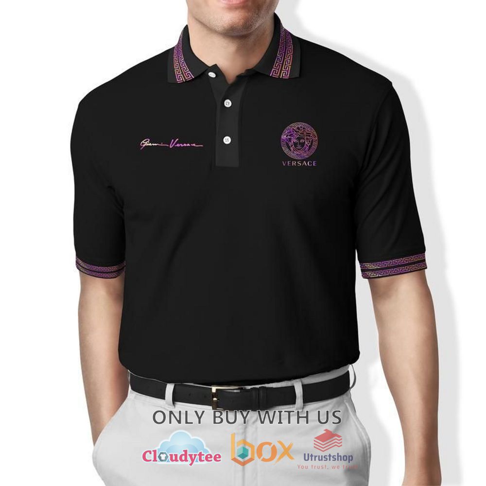 gianni versace black purple polo shirt 1 35900