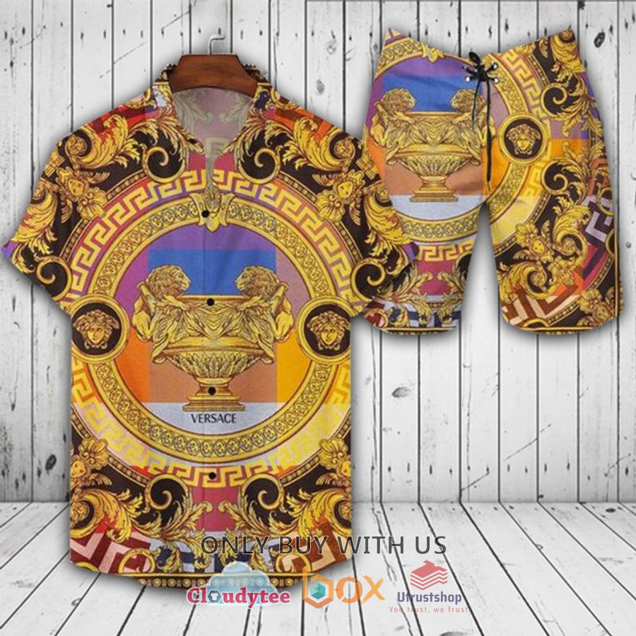 gianni versace lion color hawaiian shirt short 1 91632