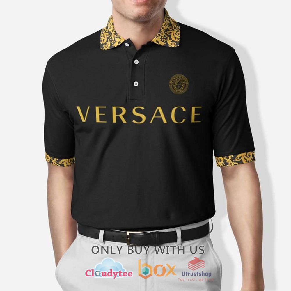 gianni versace s r l yellow black polo shirt 1 47982