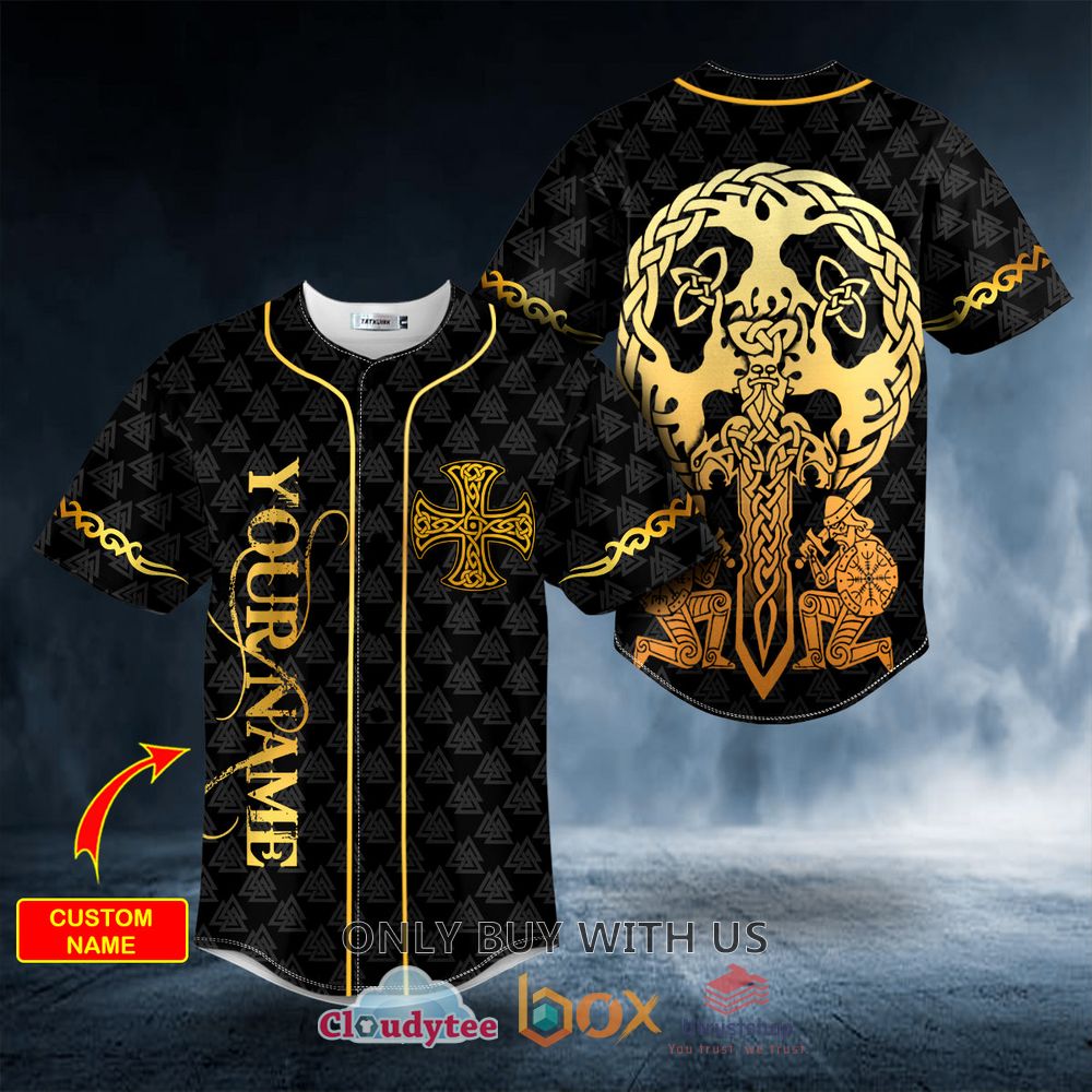 gold sword viking custom baseball jersey 1 33276