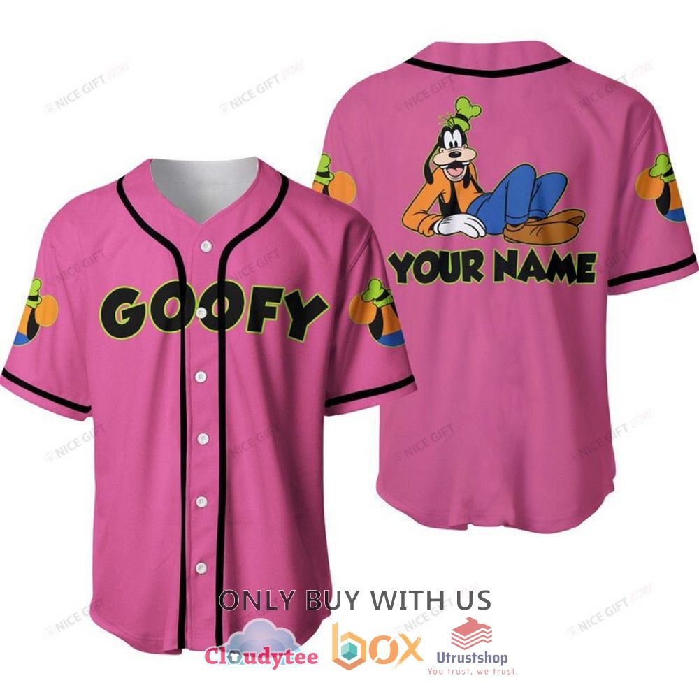 goofy custom name pink baseball jersey shirt 1 54314