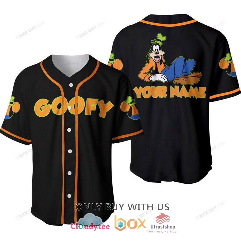 goofy disney custom name black baseball jersey shirt 1 14230