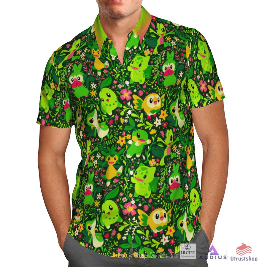 grass pokemon hawaiian shirt short 2 81153