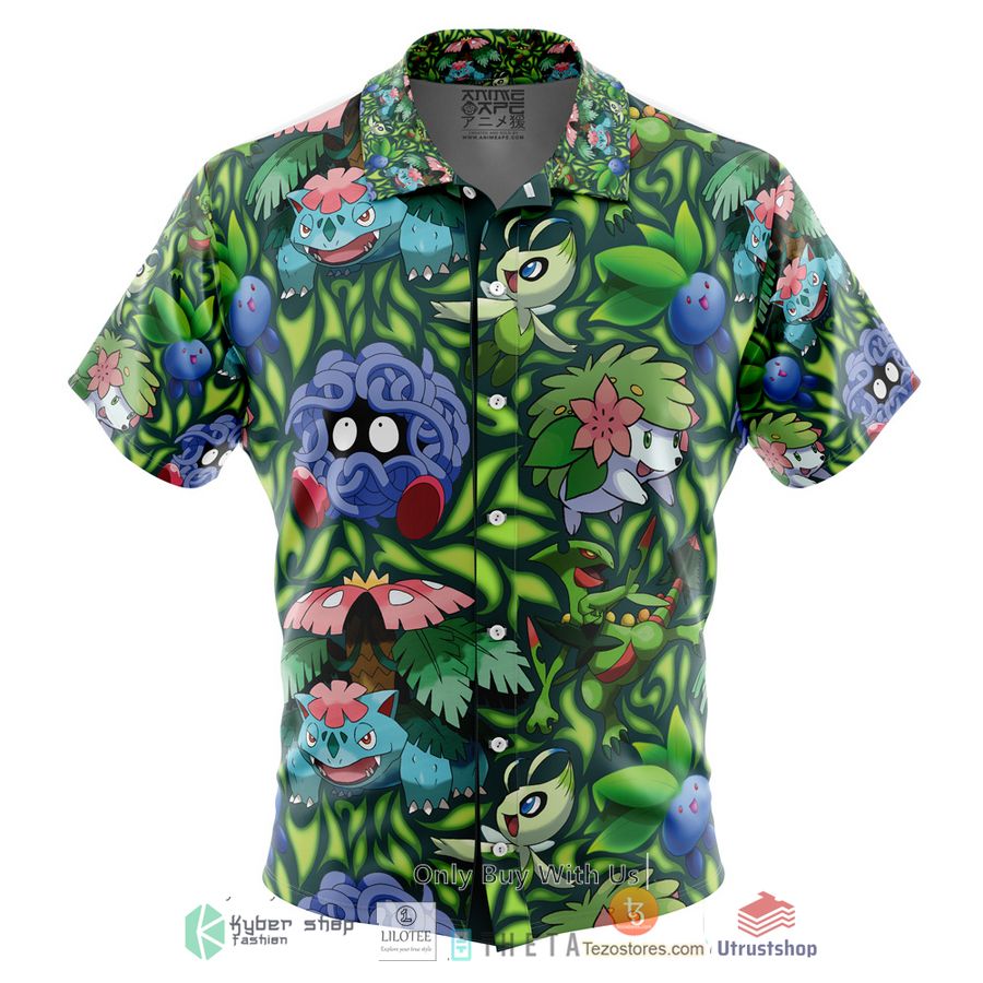 grass type pokemon short sleeve hawaiian shirt 1 16600