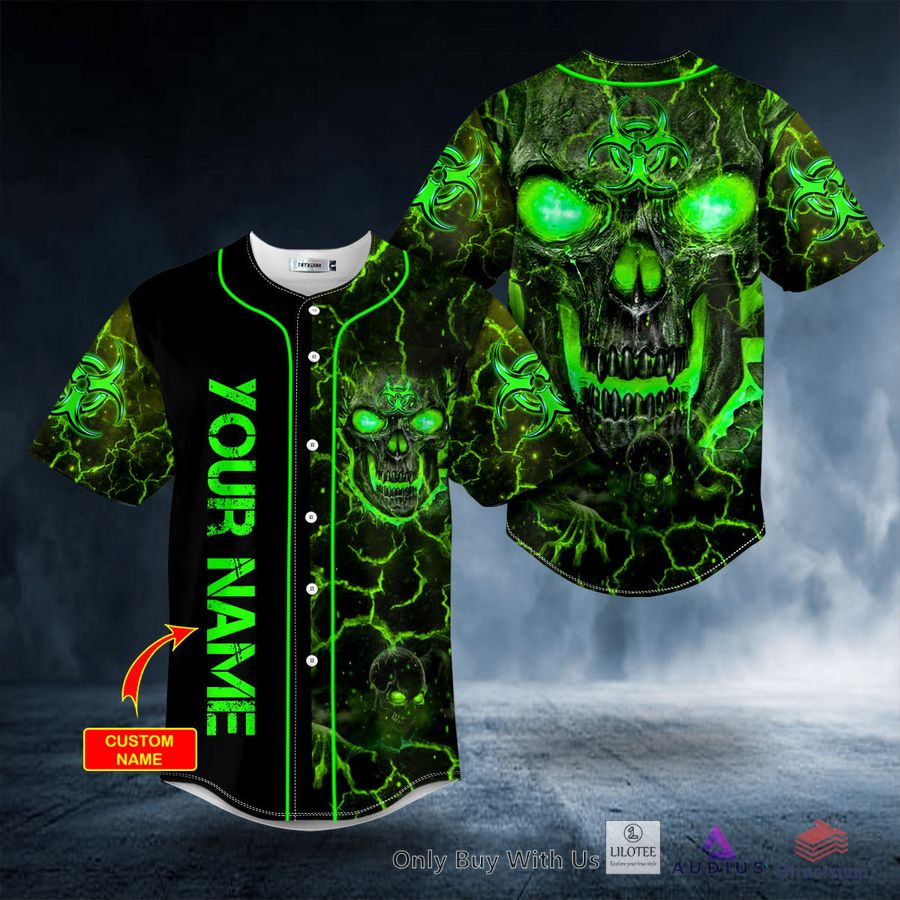 green lava skull custom baseball jersey 1 50757