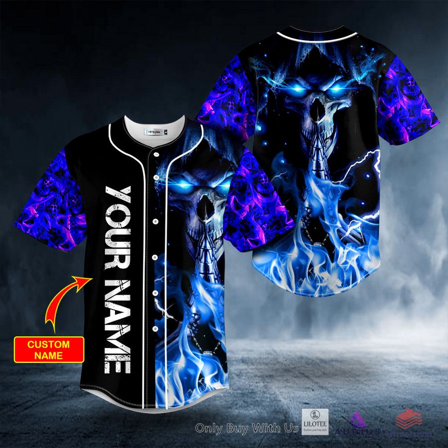 grim reaper prayer blue fire custom baseball jersey 1 36805