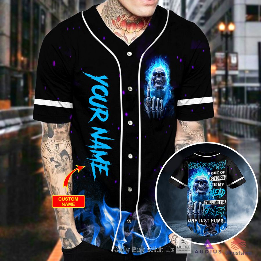 grumpy old man 9 out of 10 voices skull custom baseball jersey 2 27957