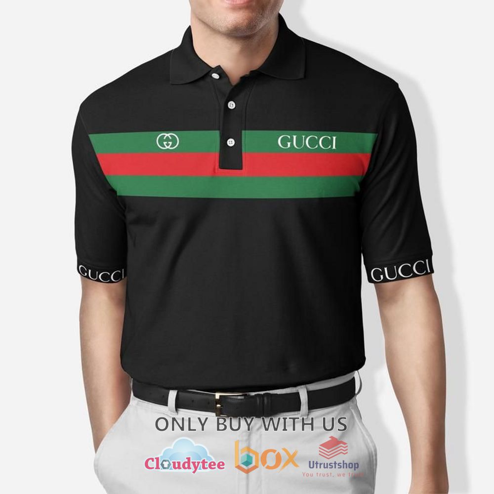 gucci black green red stripes polo shirt 1 11659