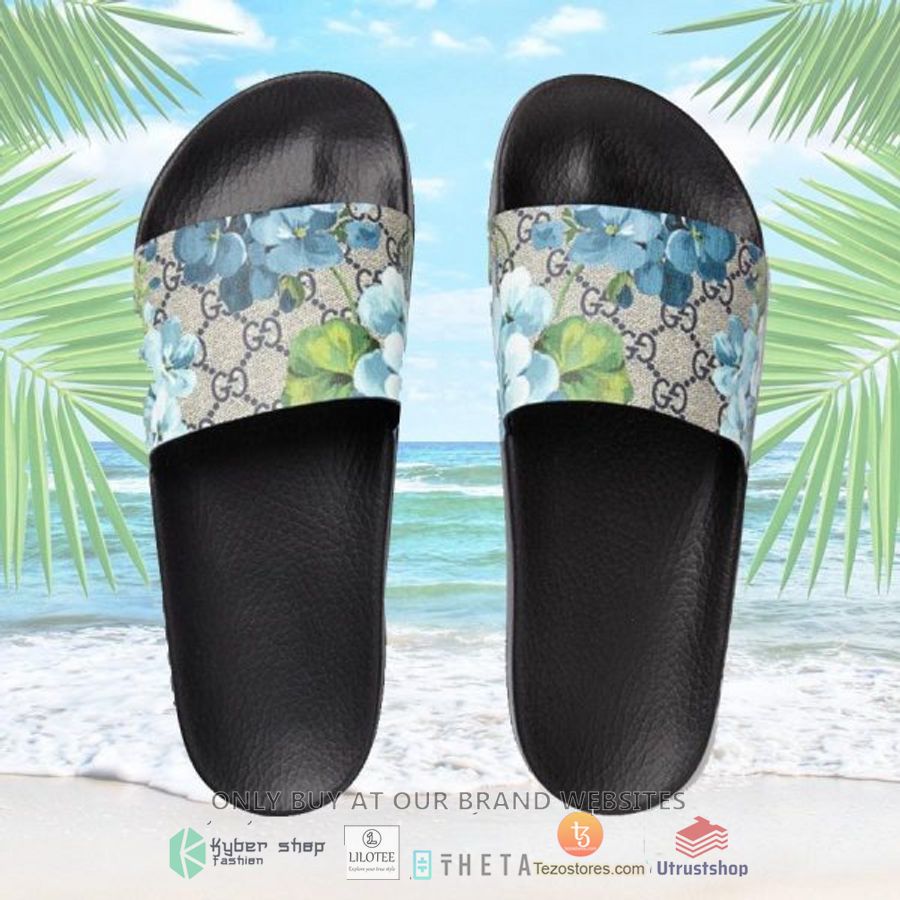 gucci blue floral slide sandals 1 20932