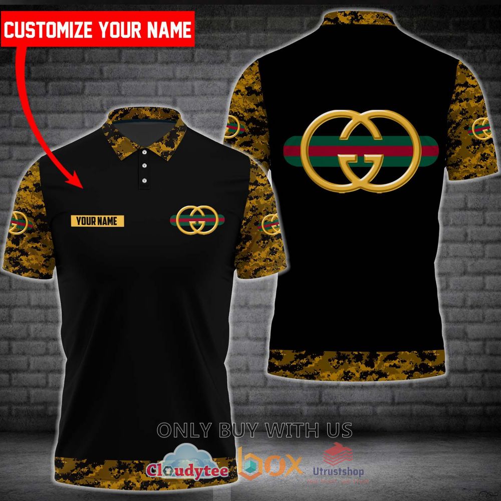 gucci custom name black yellow polo shirt 1 50531