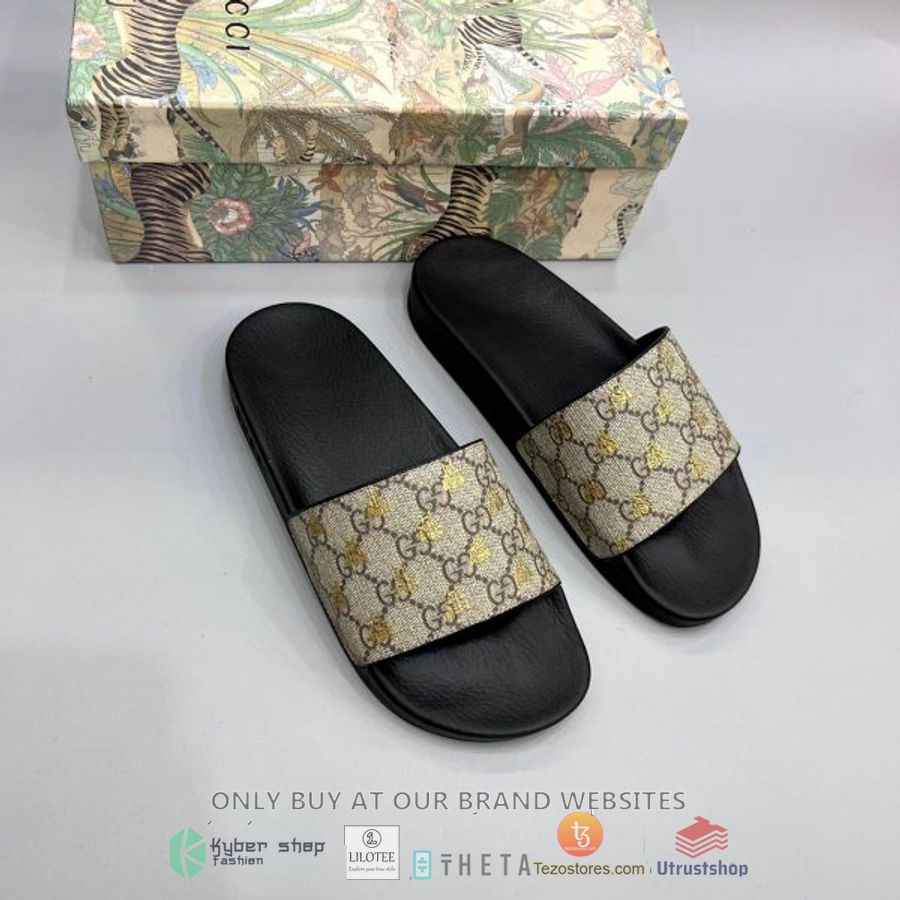 gucci gold pattern slide sandals 1 50092