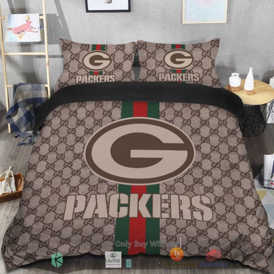 gucci green bay packers bedding set 1 92932