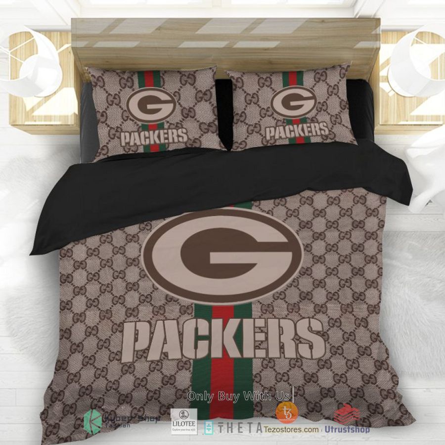 gucci green bay packers bedding set 2 69454