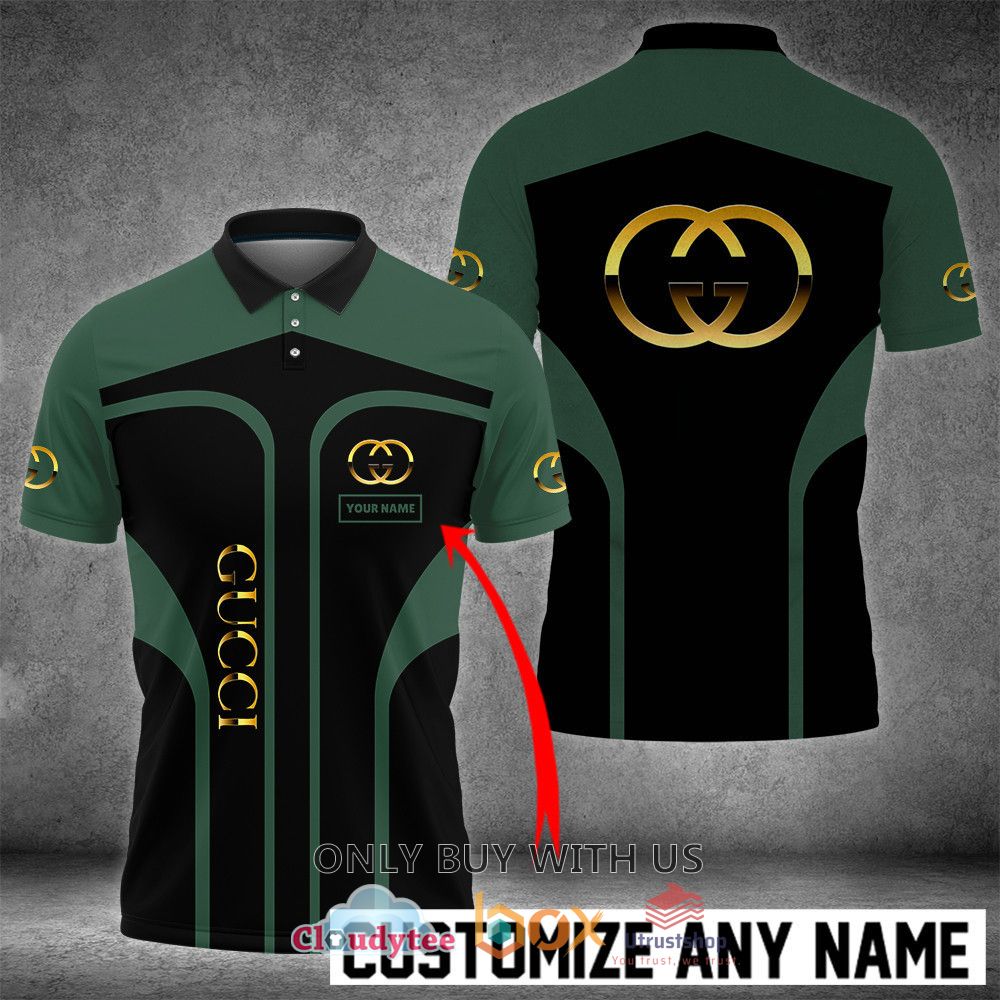 gucci green black custom name polo shirt 1 69363
