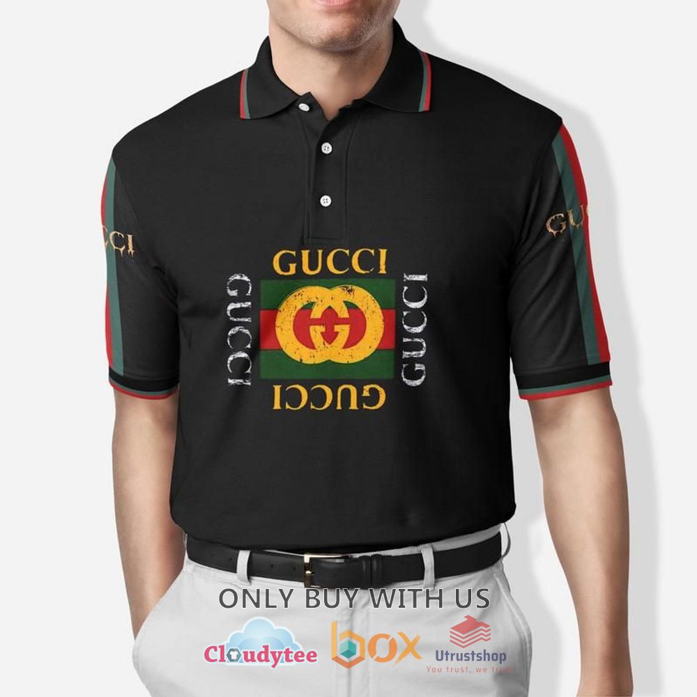 gucci logo black stripes polo shirt 1 11799
