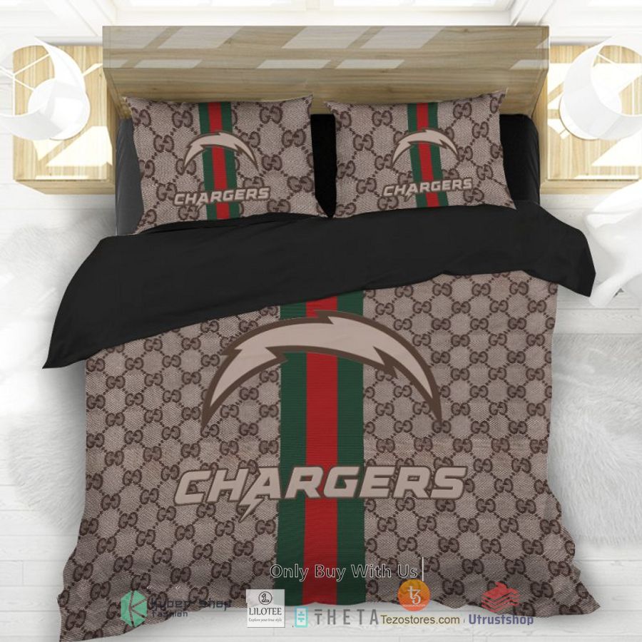 gucci los angeles chargers bedding set 2 94126