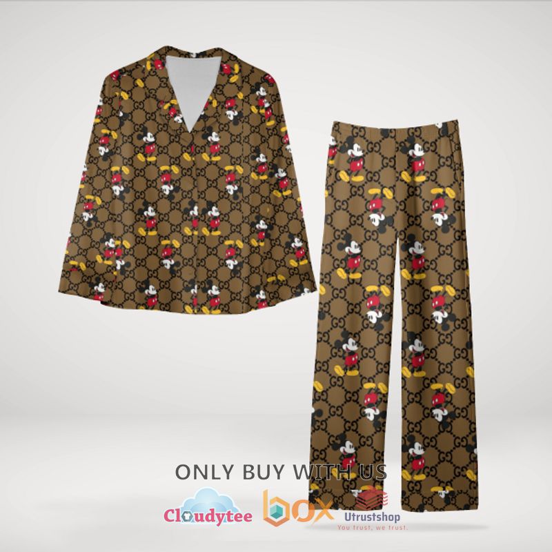 gucci mickey mouse brown pajamas set 1 36451