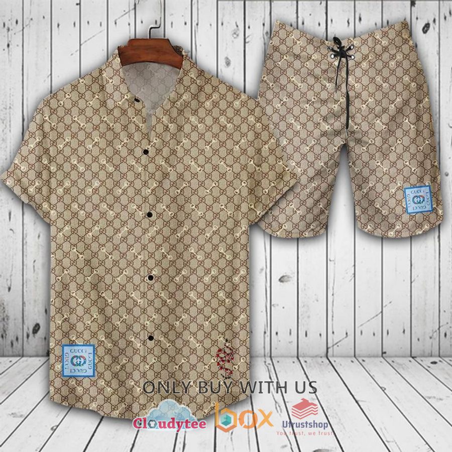 gucci pattern cream snake hawaiian shirt short 1 63193