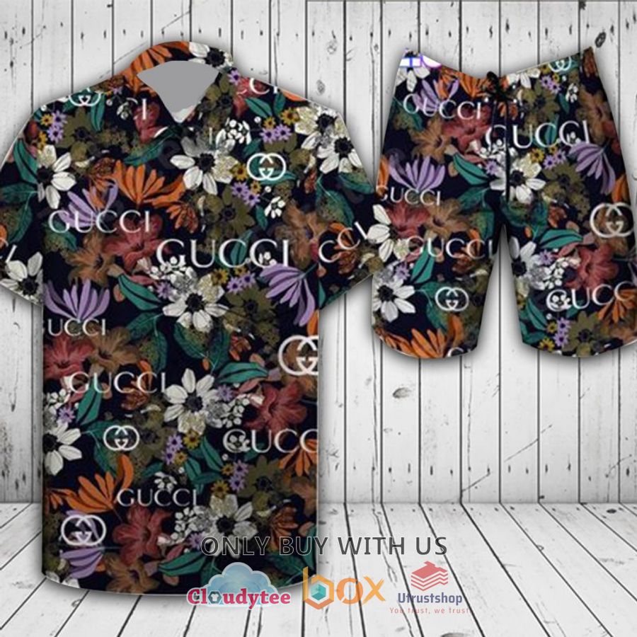 gucci pattern flowers hawaiian shirt short 1 86917