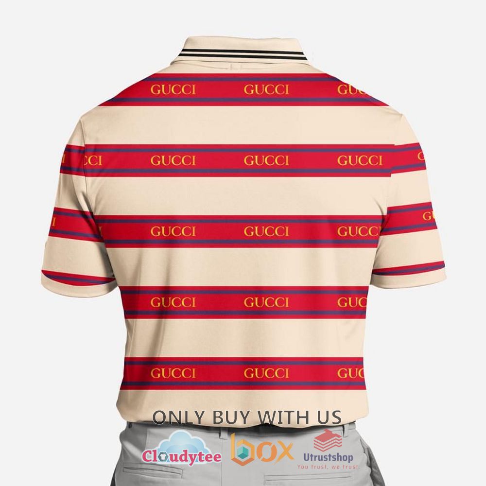 gucci red cream stripes polo shirt 2 56734