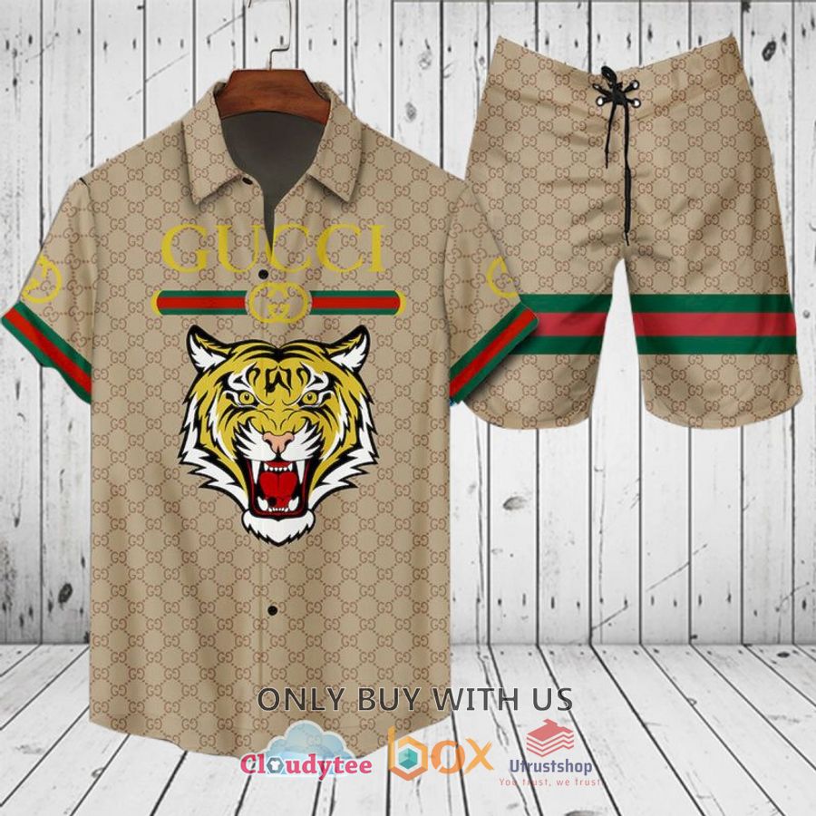 gucci tiger stripes color hawaiian shirt short 1 26626