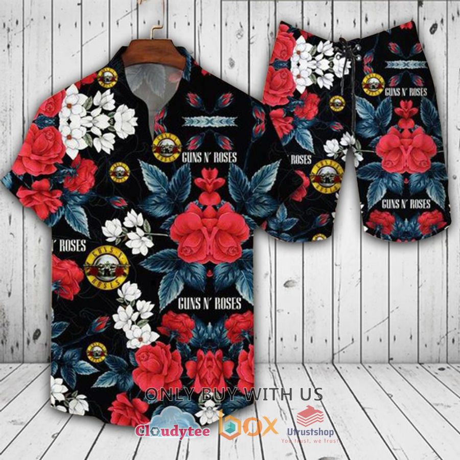 guns n roses flower hawaiian shirt short 1 74806