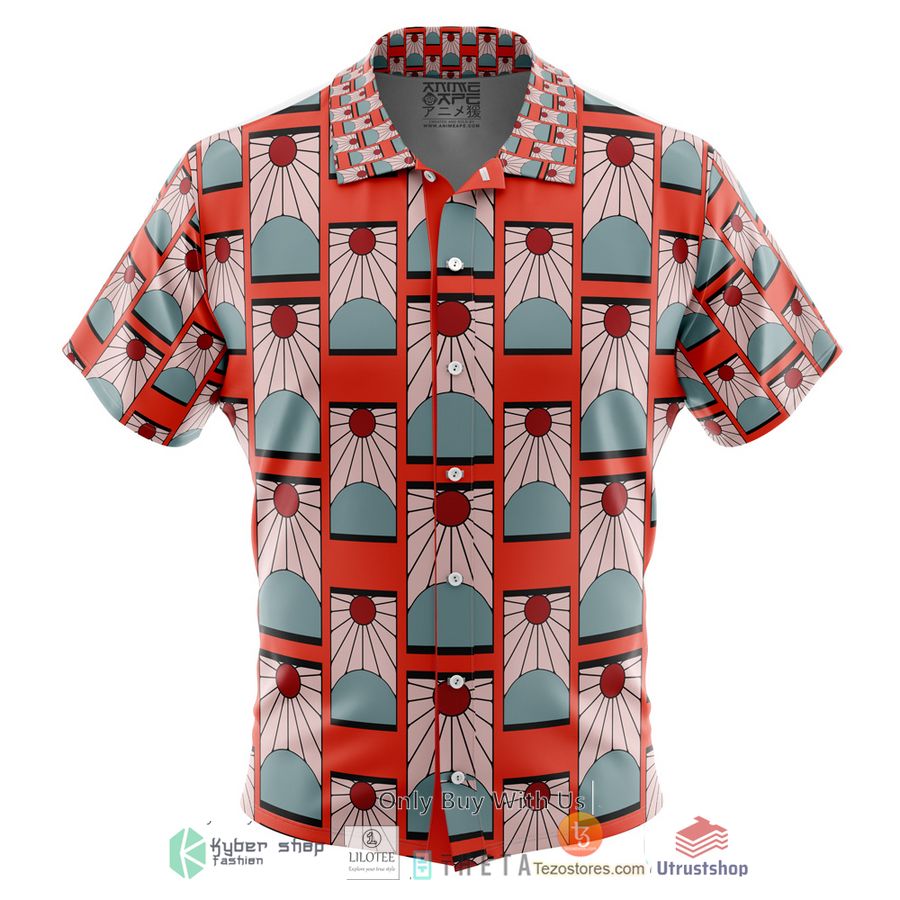 hanafuda earrings demon slayer short sleeve hawaiian shirt 2 14924