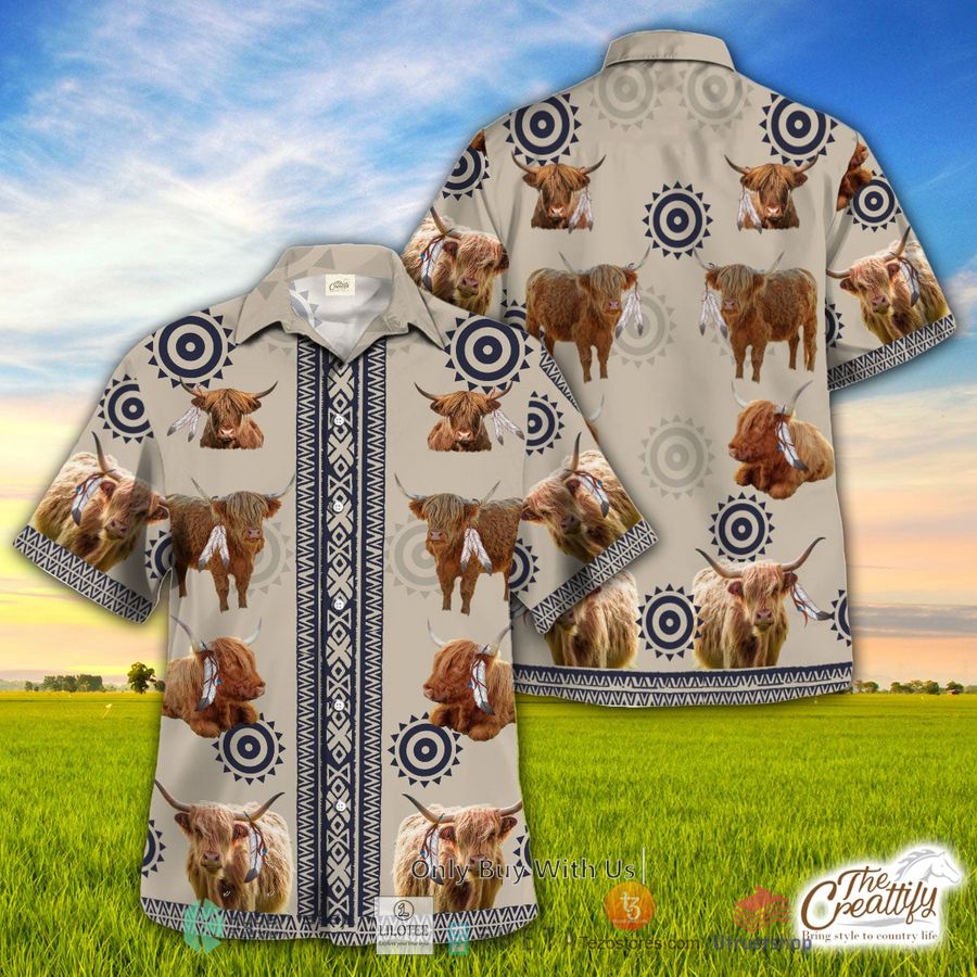 highland in native american pattern hawaiian shirt 2 7461