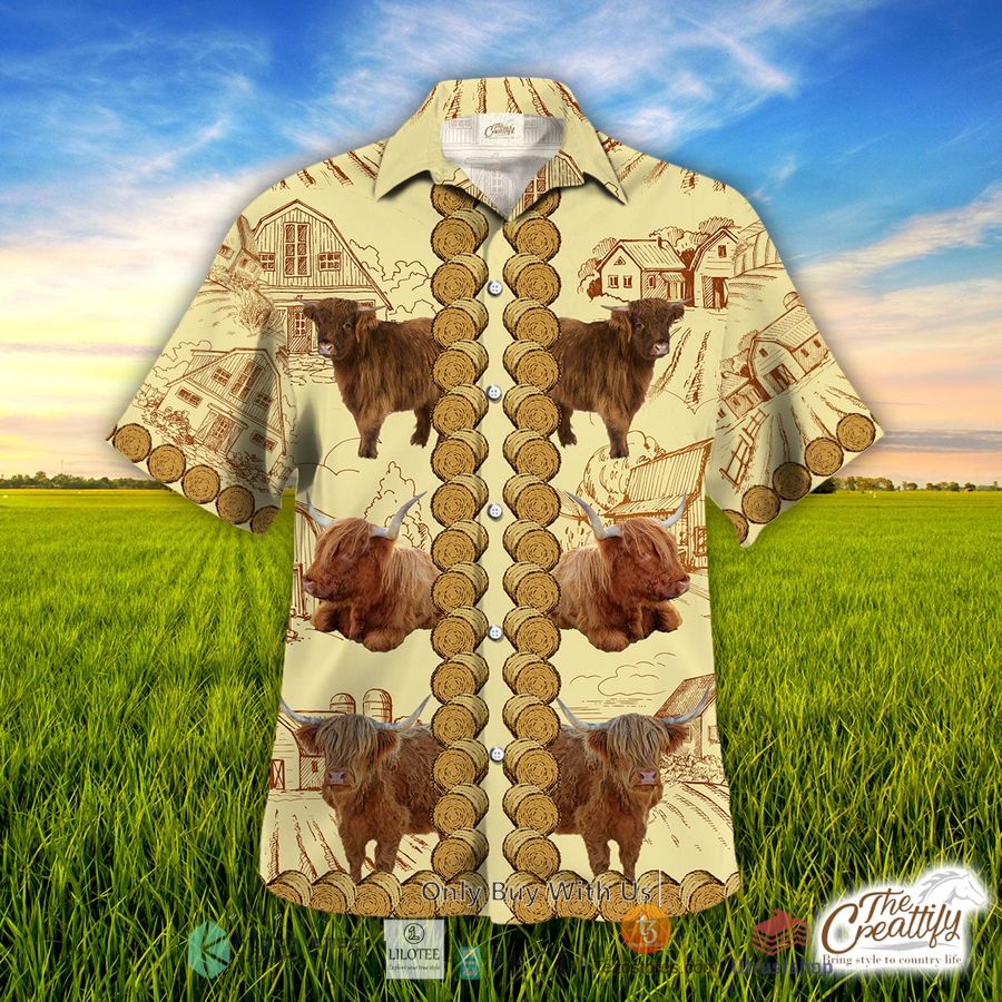 highland in rolled hay pattern hawaiian shirt 1 81889